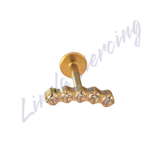 Piercing Titânio pvd mini cluster 5 pedras
