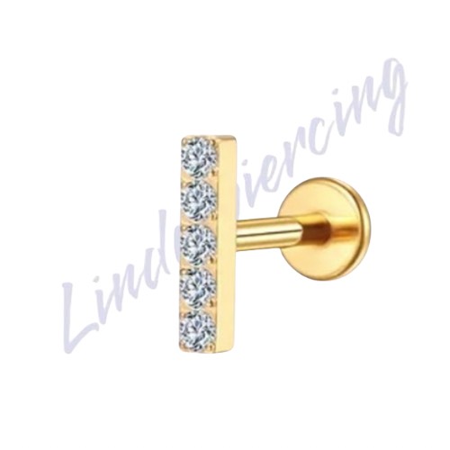 Mini Cluster titânio pvd 5 pedra 1.2x8