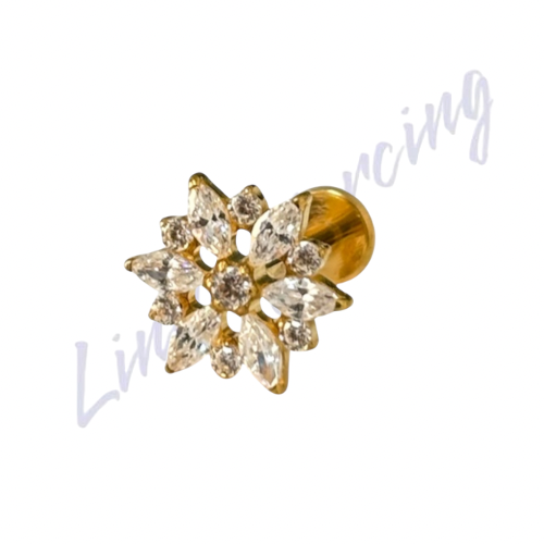 Labret Titânio pvd Cravejado 1.2x8