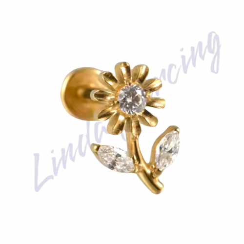 Labret Titânio pvd Flor 1.2x8