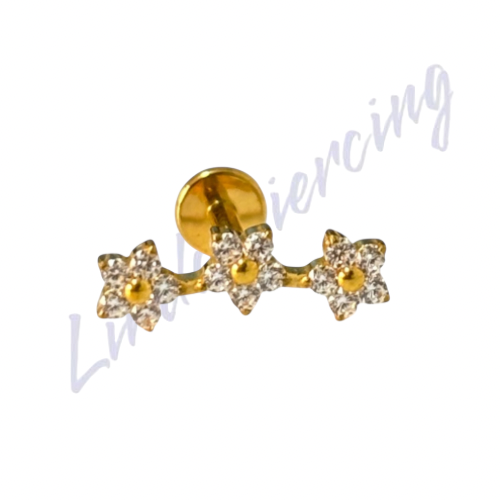 Labret Titânio pvd cravejado 1.2x8 3 Flor