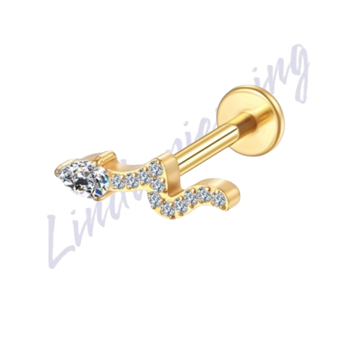 Labret Titânio pvd Cobra Cravejado 1.2x8