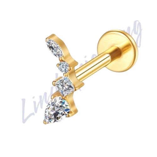 Labret Titânio pvd Cravejado 1.2x8