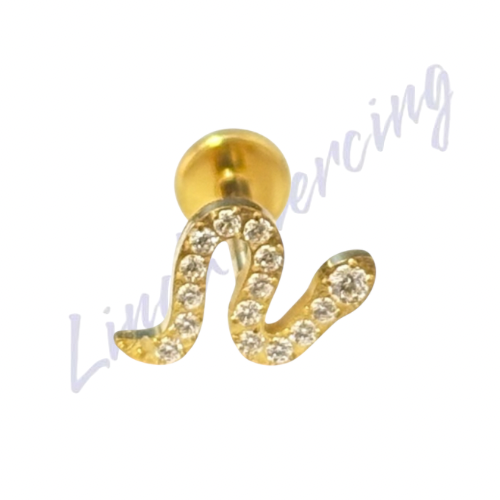 Labret Titânio pvd Cobra Cravejado 1.2x8