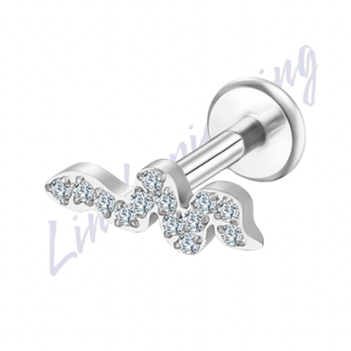 Labret Titânio Cobra cravejado 1.2x8