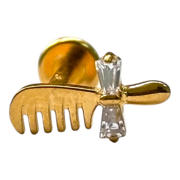 Labret titanio pvd Pente com pedra 8mm