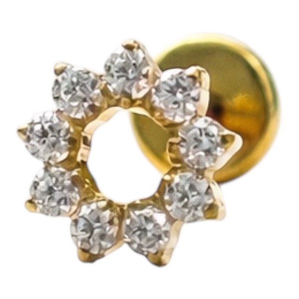 Labret Titânio pvd Redondo Vazado cravejado 8mm