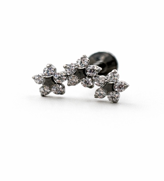 Cluster Titânio 3 flores 8mm