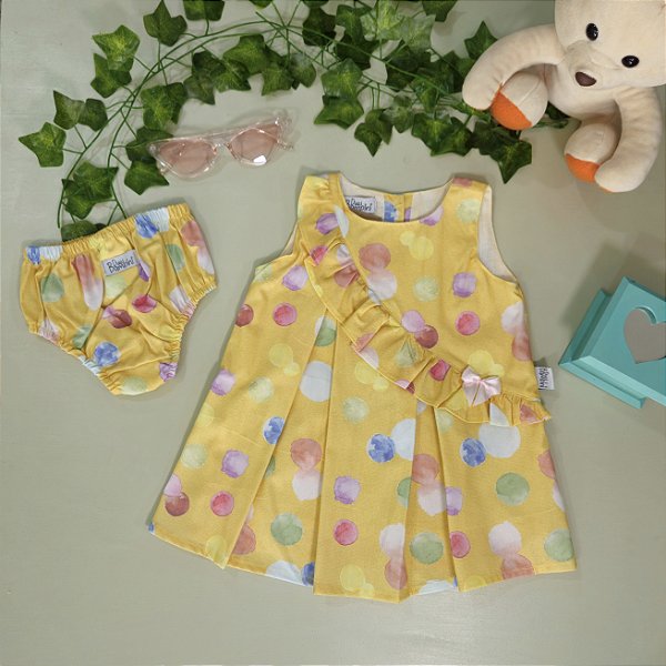 Vestido Due Bambini Com Tapa Fraldas Isabel Amarelo