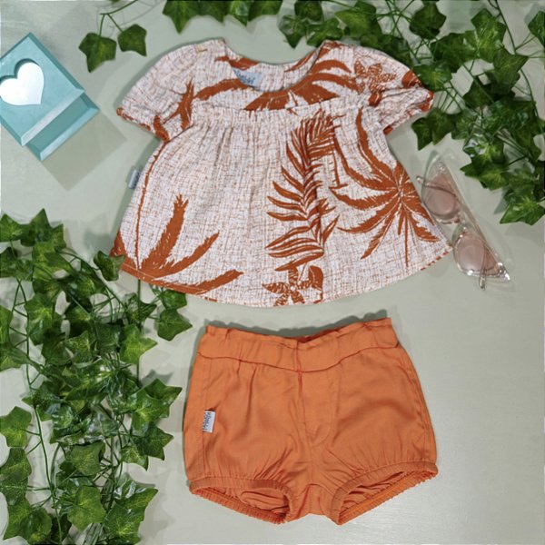 Conjunto Due Bambini Agata Blusa Estampada Laranja