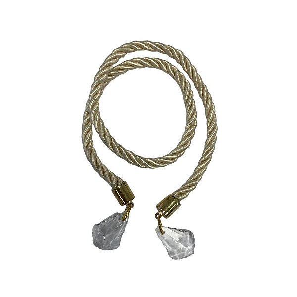 Cordão Decorativo Com Pingente Pião - Bege Com Ouro - 33,5cm - 1 unidade - Rizzo