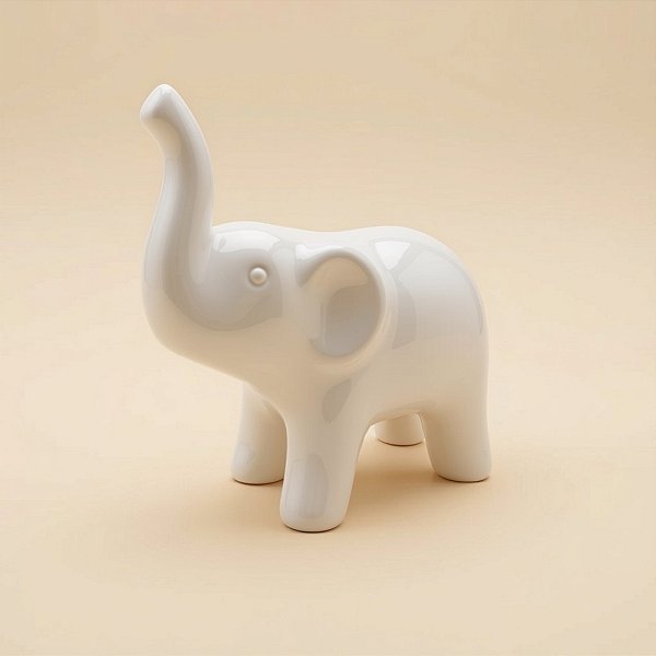 Elefante Decorativo de Cerâmica - Branco - 7cm - 1 unidade - Rizzo