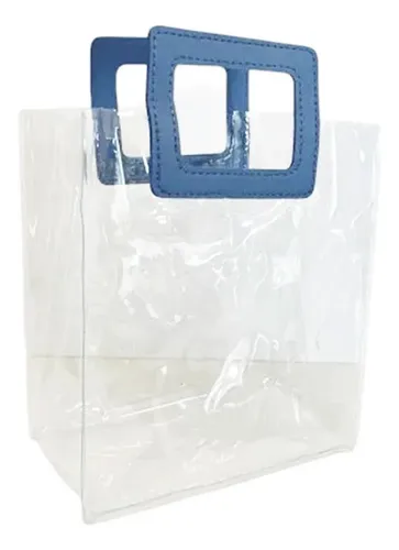 Sacola Transparente Presente Pvc Alça Quadrada 26x22cm - 10 unidades - Rizzo
