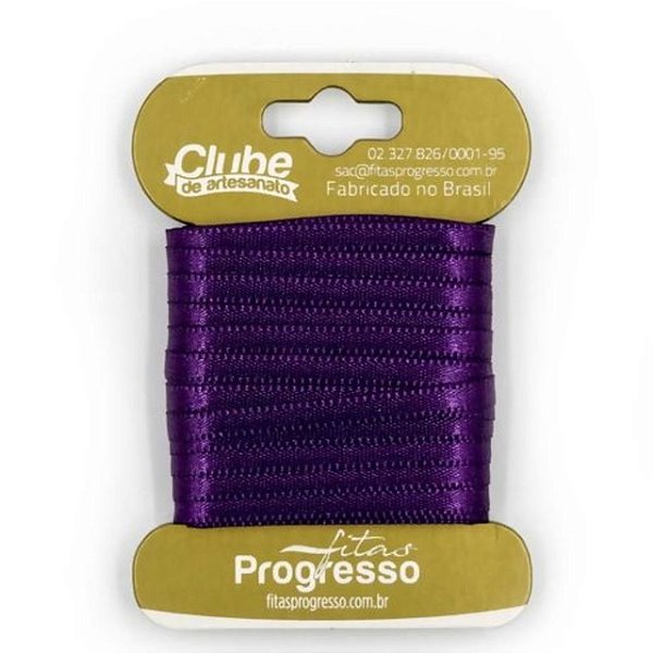 Fita em Cetim - Cor 675 Violeta - 10 m x 4 mm - 1 unidade - Fitas Progresso - Rizzo