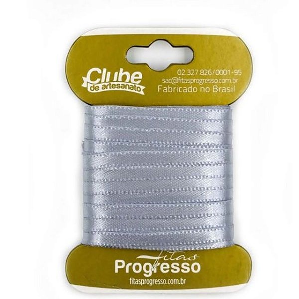 Fita em Cetim - Cor 084 Prata - 10 m x 4 mm - 1 unidade - Fitas Progresso - Rizzo