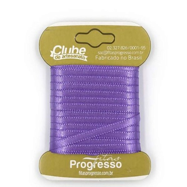 Fita em Cetim - Cor 356 Lilas Lavanda - 10 m x 4 mm - 1 unidade - Fitas Progresso - Rizzo