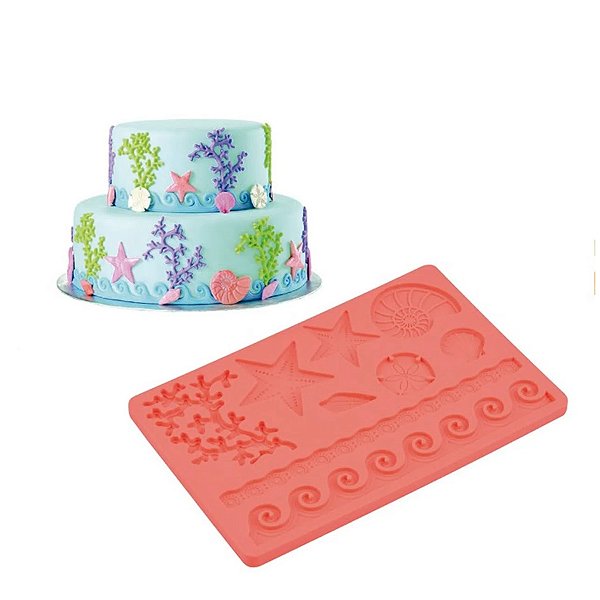 Molde De Silicone Confeitaria - Praia - FT205 - 1 unidade - Rizzo