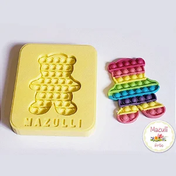 Molde de Silicone 2340 Festa Pop It Fidget Toy Ursinho - 01 Unidade - Mazulli - Rizzo
