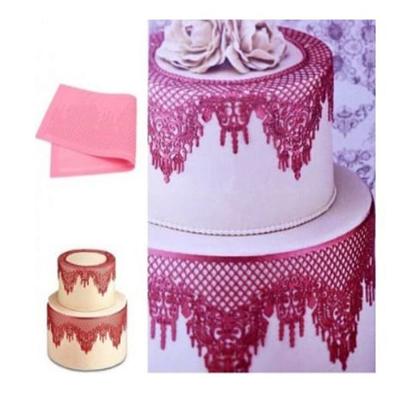Molde de silicone Tapete Rendas de Açucar S71 Molds Planet Rizzo Confeitaria