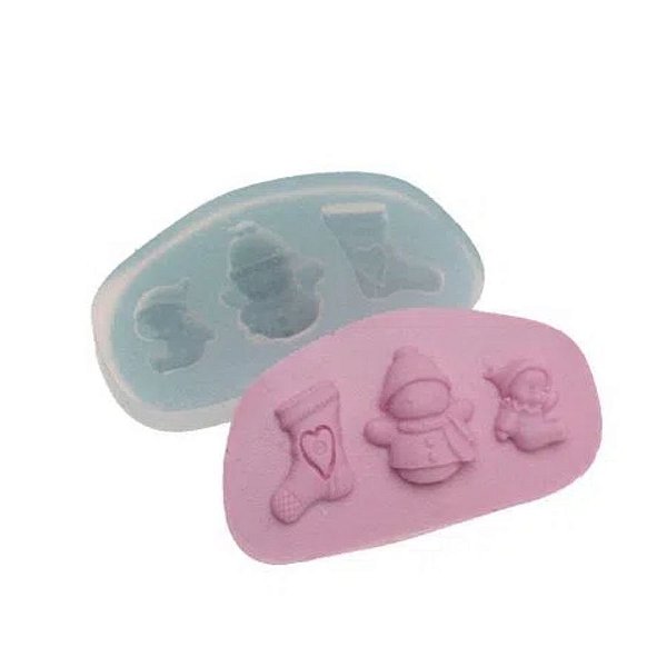 Molde de Silicone Trio de Natal 4 Ref. 234 Flexarte Rizzo Confeitaria