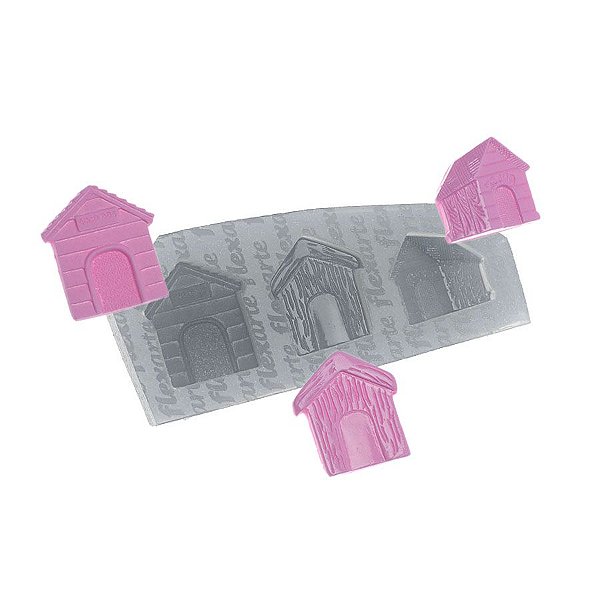 Molde de Silicone Trio Casinhas de Cachorro Ref. 568 Flexarte