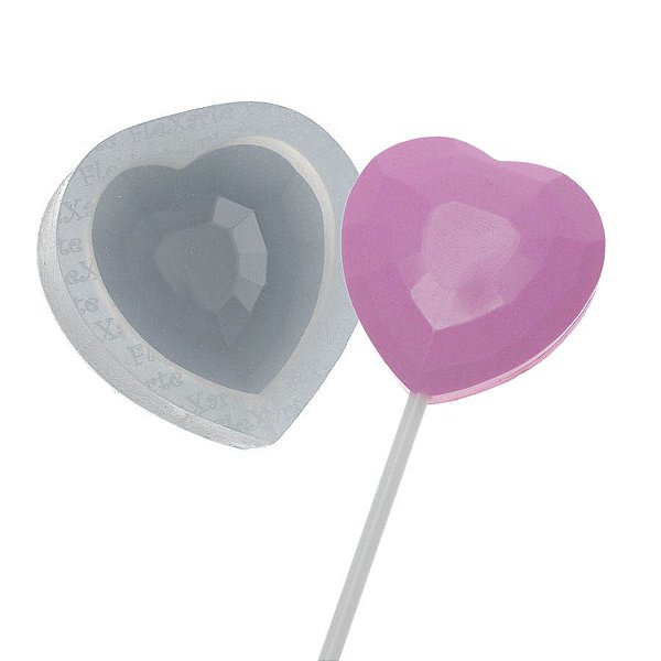 Molde de Silicone Pirulito Coração Ref. 107 Flexarte