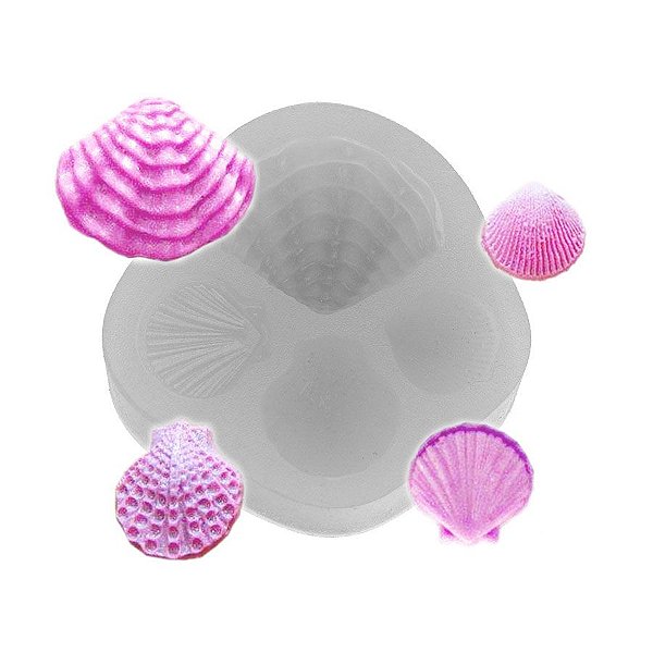 Molde de silicone Quarteto de conchas Ref. 145 Flexarte