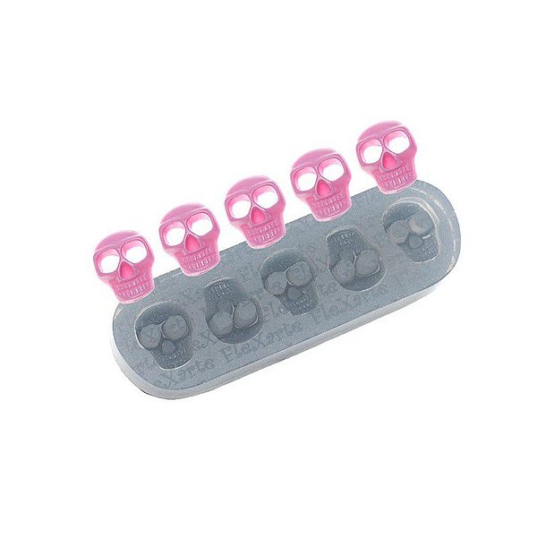 Molde de silicone Quinteto Mini Caveiras Ref. 186 Flexarte