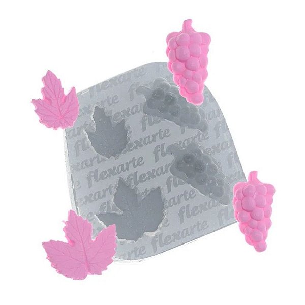 Molde de Silicone Mini uvas com folhas Ref. 397 Flexarte