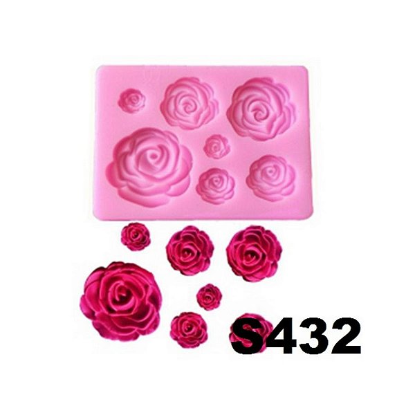 Molde de silicone Rosas S432 Molds Planet Rizzo Confeitaria