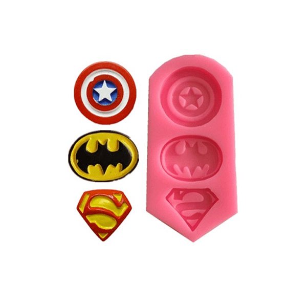 Molde de Silicone Escudos Super Heróis S388 Molds Planet Rizzo Confeitaria