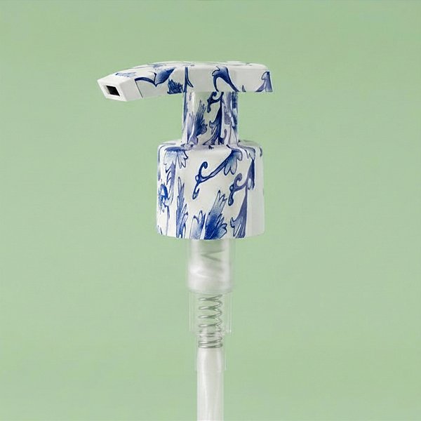 Válvula Pump Reto - Floral Branco e Azul - 1 unidade - Rizzo
