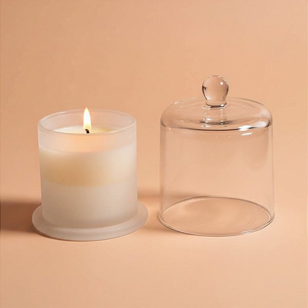 Pote Com Tampa De Vidro Domus Para Vela Fosco - 8x9cm - 210ml - 1 unidade - Rizzo