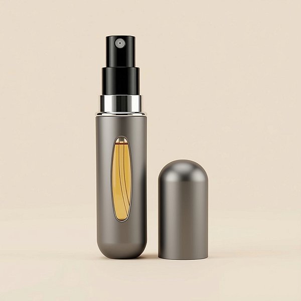 Porta Perfume de Vidro Portátil - Cinza - 5ml - 7,5cm - 1 unidade - Rizzo