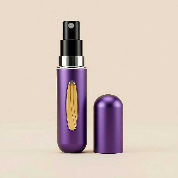 Porta Perfume de Vidro Portátil - Lilás - 5ml - 7,5cm - 1 unidade - Rizzo