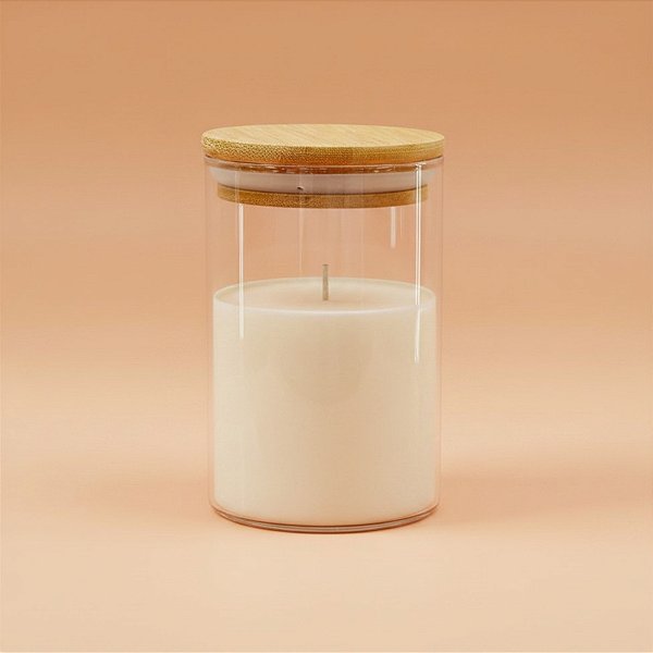 Pote de Vidro Hermético com Tampa de Bambu - 9x7cm - 200ml - 1 unidade - Rizzo