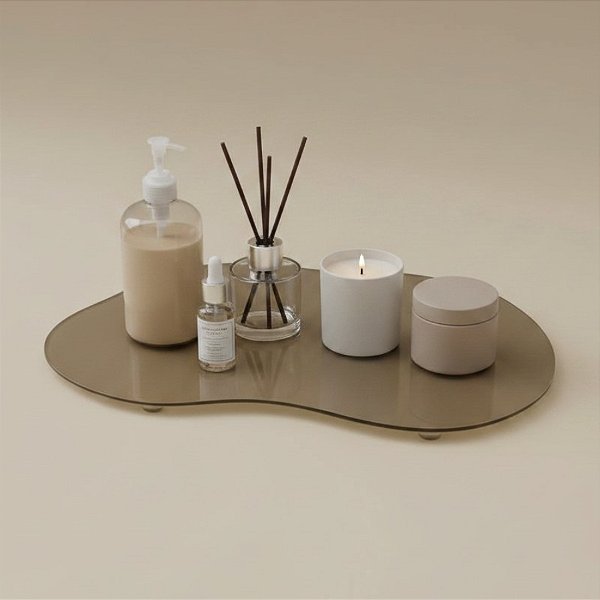 Bandeja Mesa Orgânica Com Pé - Nude - 20x30cm - 1 unidade - Rizzo