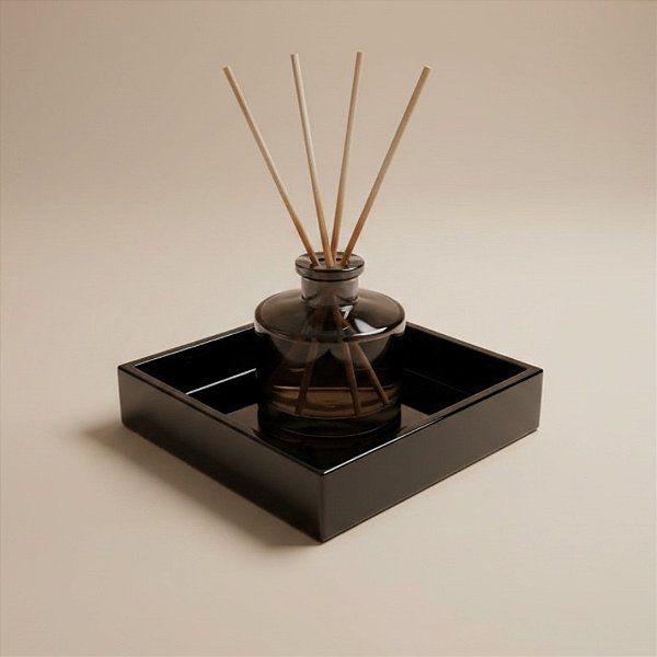 Bandeja Caixa Quadrada - Preto - 10x10cm - 1 unidade - Rizzo
