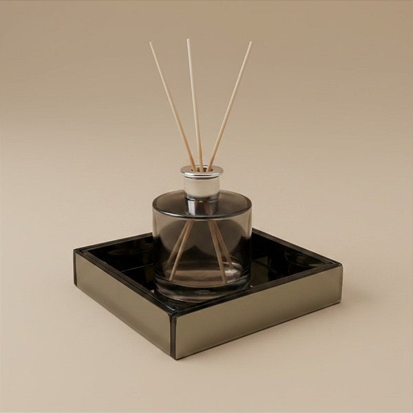 Bandeja Caixa Quadrada - Fume - 10x10cm - 1 unidade - Rizzo
