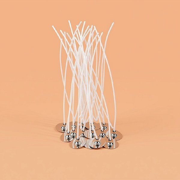 Pavio De Algodão Parafinado Com Ilhós Metálicos Para Vela - Modelo A2030 - 12cm - 2mm - 10 unidades - Rizzo