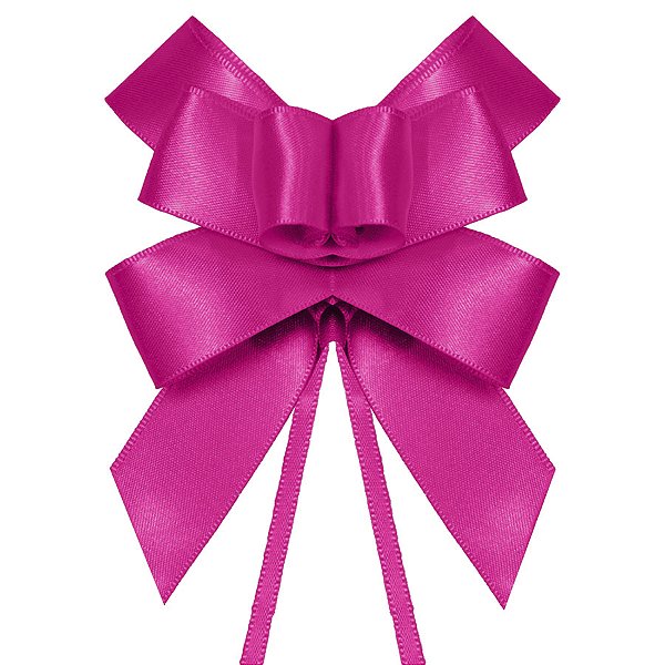 Laço Fácil de Fita de Cetim - Rosa Neon - 22mm - 5 unidades - Progresso - Rizzo