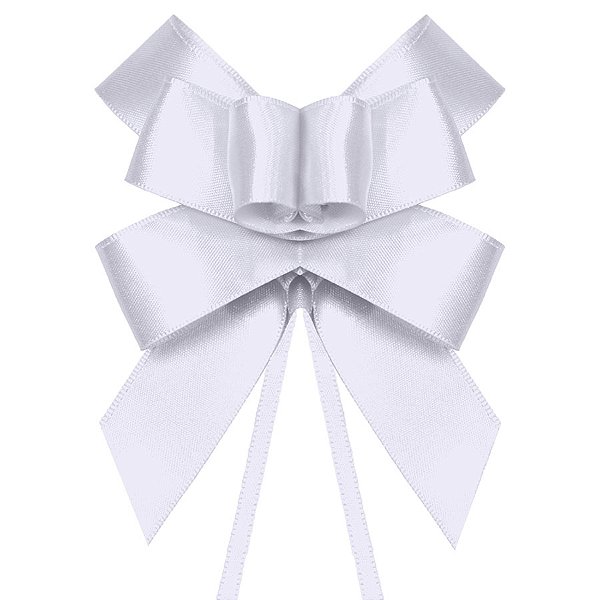 Laço Fácil de Fita de Cetim - Branco - 22mm - 5 unidades - Progresso - Rizzo