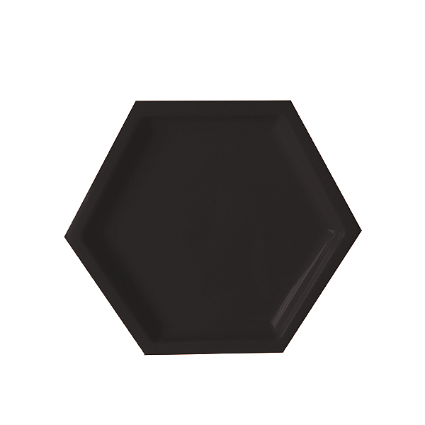Bandeja Hexagonal Preto 22cm 01 unidade Art Lille Rizzo