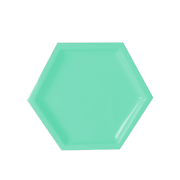 Bandeja Hexagonal Azul Tiffany 22cm 01 unidade Art Lille Rizzo