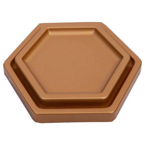 Bandeja Sextavada Premium Rose Gold - 01 unidade - Só Boleiras - Rizzo Embalagens
