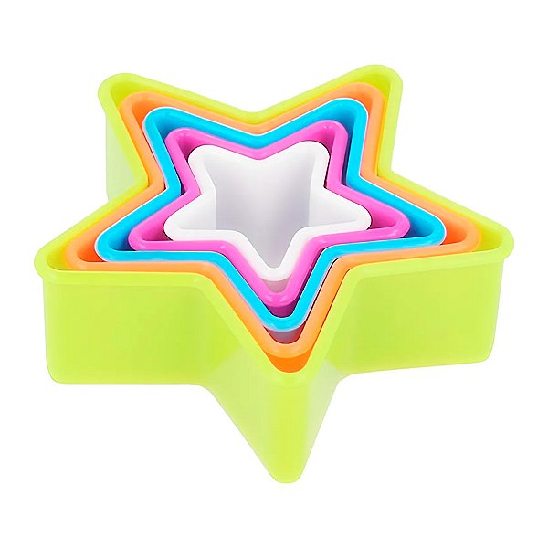 Kit 5 Cortador e Molde para Biscoito - Estrela Colorido - 5 unidades - Rizzo