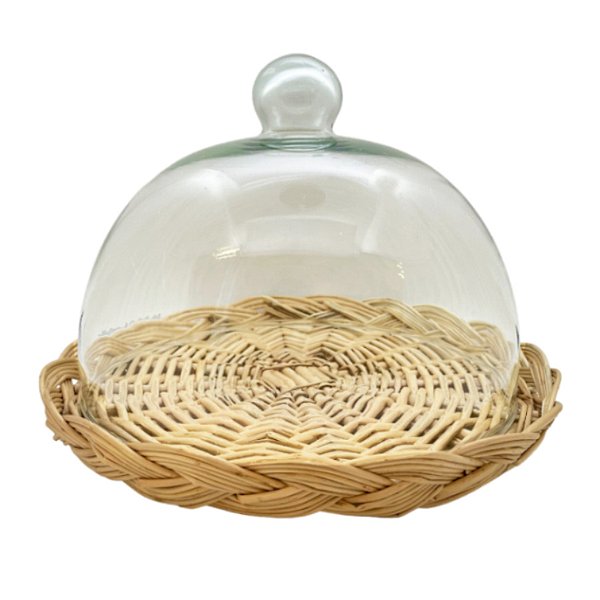 Boleira Redonda de Vidro com Base Trançada - 29x29x23cm - 1 unidade - Rizzo