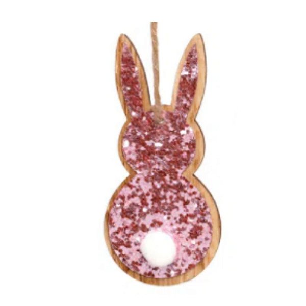 Tag de Coelho com Glitter Rosa - 8cm x 3,5 cm x 1cm - Cromus Páscoa