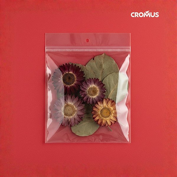Saco adesivado com Furo - 8x8cm - 100 unidades - Cromus - Rizzo