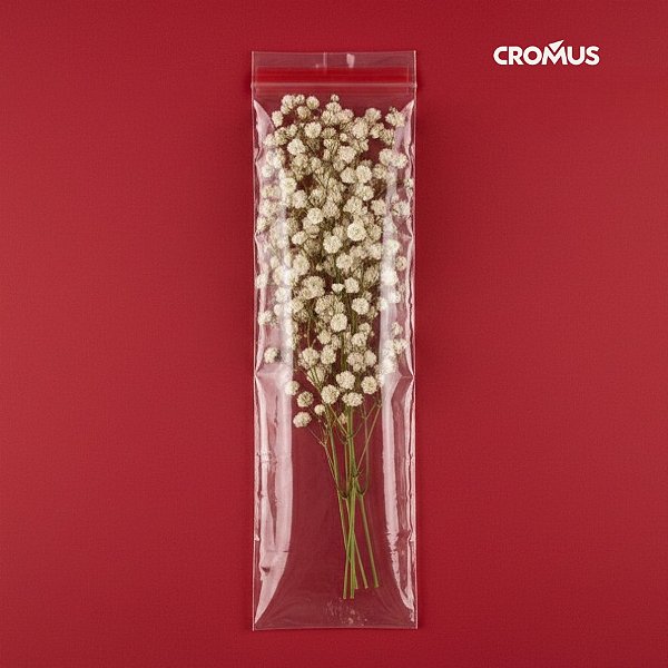 Saco Adesivado sem Furo - 8,5x25cm - 100 unidades - Cromus Embalagens